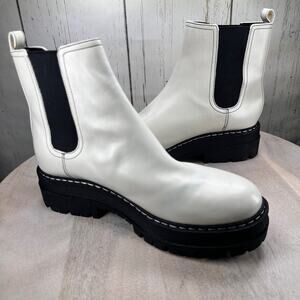 Marc Fisher LTD Padmia White Leather Chelsea Boots Women’s Size 10 New